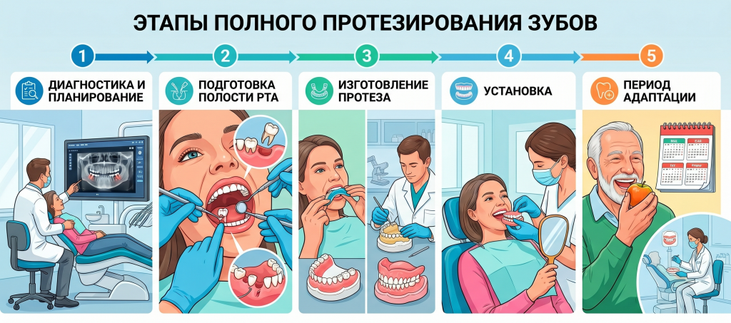 Этапы полного протезирования